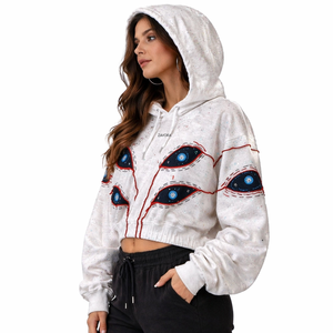 Sudadera con capucha para mujer, bordada con gráfico de ojo, de algodón suave y felpa, oversize, estilo Y2K, streetwear, pullover, ecológica, con MOQ bajo - Product Image 4