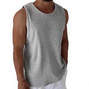 Men's Yellow Sleeveless Tank Top O-Neck Solid Color Casual Breathable Quick Dry Knitted 100% Cotton Athletic Wear - Product Image 5