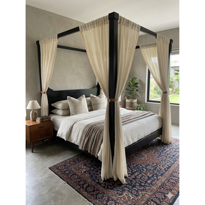 luxury solid acacia wood king size <b>poster</b> bed <b>frame</b> modern bedroom furniture four <b>poster</b> bed for hotel and home - Product Image 1