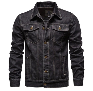 Men's Slim Fit Denim Jacket Casual <b>Stand</b> Collar Regular Sleeve Solid Color Leather Material Winter Wear Quick Dry Sherpa Lining - Product Image 4