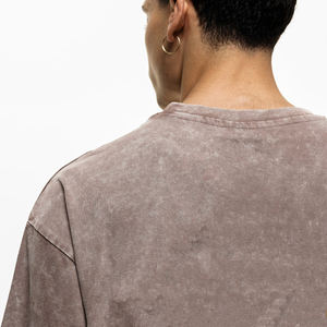 T-shirt vintage unisexe surdimensionné en coton 100% délavé à l'acide avec logo personnalisé pour homme, anti-plis, manches courtes - Product Image 5