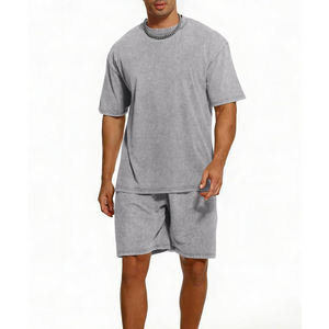 Unisex Shorts And T shirts <b>Sets</b> New Design Custom Logo Plain 100% Cotton Acid Wash Lightweight <b>Twin</b> <b>Set</b> For Men's and Womens - Product Image 5