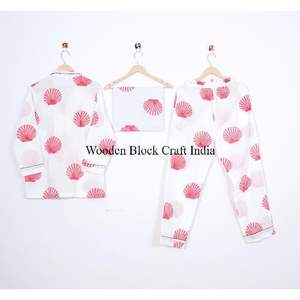 Elegante conjunto de pijama de algodón para mujer, diseño estampado a mano, ropa de dormir cómoda, ropa de fiesta, lavable, natural, indio. - Product Image 4