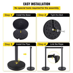 Set da 6 Pali Retrattili da 2 Metri per Controllo Folla con 3 Tornelli e Barriere per Gestione Code - Product Image 6