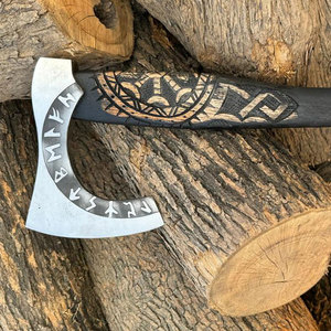 Classic Industrial Grade Viking <b>Axe</b> Inspired by Ancient Scandinavia with Decorative Head and Artisan Wood Handle - Product Image 5