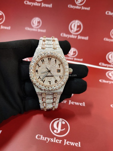 Luxury Rappers Stainless Steel Hip Hop Moissanite Diamond Mens <b>Watch</b> with Custom Arabic Dials with Vvs Clarity Diamonds - Product Image 2