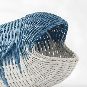 Handmade Eco-Friendly Whale Rattan <b>Basket</b> Blue & White Woven <b>Storage</b> Bowl Multifunctional Animal Toy for Nursery Home Decor - Product Image 2