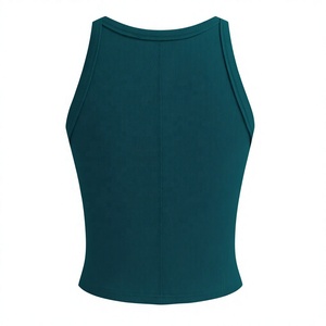 Débardeur d'été fin pour femme, court, uni, respirant, col rond, en coton, sans manches, décontracté, avec logo personnalisé, pour le fitness et le streetwear - Product Image 2
