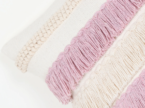 Hand Tufted Texture Boho Ivory and <b>Pink</b> Fringe Cushion <b>Cover</b> Handmade Decorative Pillow Case for <b>Sofa</b> Bedroom Living Room Home - Product Image 2