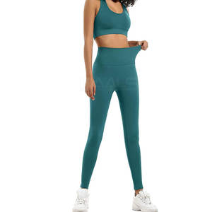 Conjunto deportivo ligero y suave con leggings de cintura alta y sujetador deportivo para ejercicio, entrenamiento y práctica deportiva. - Product Image 2