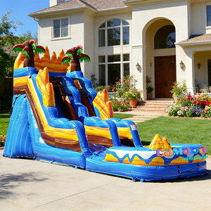 Tobogán Acuático Inflable Island OASIS de 20 pies o Toboganes Acuáticos Personalizados con Palmeras, Tobogán Inflable de PVC Resistente para Juegos Acuáticos al Aire Libre - Product Image 4