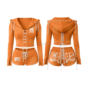 Conjunto de Sudadera con Capucha y Pantalones Deportivos de Verano Personalizados para Hombre y Mujer, 100% Algodón, Estilo Urbano, Talla Grande, Diseño Sólido - Product Image 5