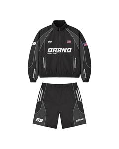 Custom Men <b>Running</b> Outdoor Sportswear <b>Reflective</b> Zip up Polyester Nylon Windbreaker Tracksuit Track <b>Jacket</b> and Shorts Set - Product Image 5