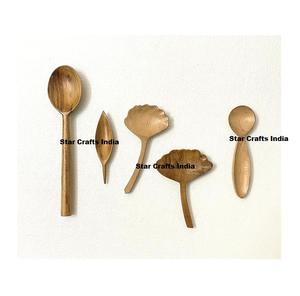 Cuillères en bois naturel à prix avantageux, ensembles d'ustensiles jetables, design coréen vintage de luxe pour votre service de salades, cuillères de service - Product Image 5