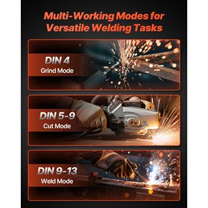 Casco per saldatura auto-oscurante 10x8 cm True Color a energia solare con 4 sensori ad arco, ampia scala di oscuramento 1/1/1/1 - Product Image 6