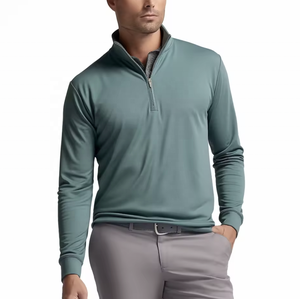 Logo personnalisé coton athlétique 1/4 quart Zip pull chemise Slim Fit à manches longues vêtements de golf grande taille disponible respirant pour - Product Image 3