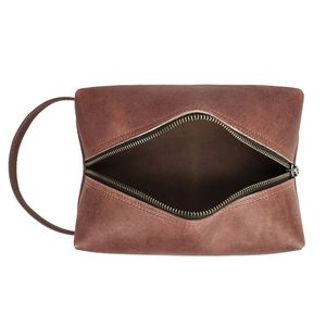 Pochette en cuir de vachette véritable vintage de qualité supérieure, minimaliste, grande capacité, trousse de rasage, accessoires de voyage de luxe pour hommes - Product Image 1