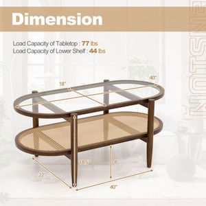 Tavolino da Caffè a 2 Ripiani con Struttura in Legno di Acacia e Piano in Vetro Temperato, Design Premium per Arredamento Casa - Product Image 5