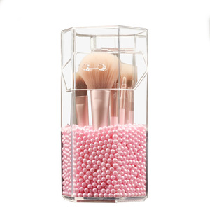 Acrylic Makeup Brush Holder with Dustproof Cover Large Capacity Cosmetic <b>Storage</b> Box <b>for</b> <b>Dressing</b> <b>Table</b> - Product Image 5