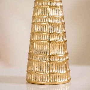Elegant Metal <b>Candle</b> Pillar Holder With Gold Finish Round Shape Embossed Design Table Centerpiece For Home & Wedding Decoration - Product Image 5