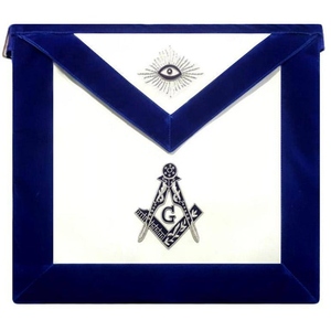 Tablier bleu maçonnique artisanal de luxe, insignes de franc-maçon, tenue cérémonielle de loge, design brodé - Product Image 1
