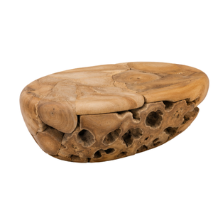 Mesa de Centro ARTERRA Premium Hecha a Mano con Mosaico de Raíz de Teca Orgánica Ecológica, Forma Ovalada, Mueble de Lujo para Vestíbulo de Resort - Product Image 2