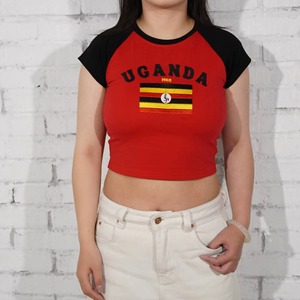 Women's Summer Short-Sleeved T-Shirt with Customized Embroidery Y2K Print Pattern Slim Fit Color Block Raglan Crop <b>Top</b> for Girls - Product Image 2