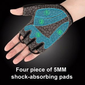 Gants de vélo de montagne mi-doigts en polyester antidérapants, respirants, absorbant les chocs, pour l'été, avec fermeture auto-agrippante, unisexe - Product Image 4