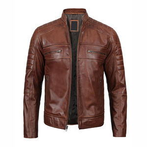 Stylish <b>Men's</b> Genuine Leather Winter Casual <b>Jacket</b> with Zipper Front <b>Long</b> Sleeve High Quality New Condition - Product Image 1