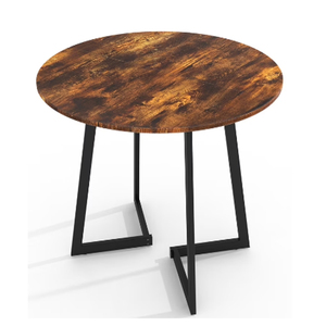 Mesa de comedor con tablero de madera, base de metal negro, mesa de comedor redonda de metal, para uso doméstico y en restaurantes, mesa de comedor para 4 personas - Product Image 1