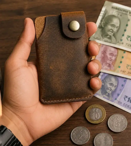 Porte-cartes de visite en cuir véritable pour voyage, avec fermeture à glissière - Product Image 3