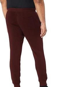 Men's Maroon Sweatpants Elastic Waist Drawstring Casual <b>Joggers</b> Side Pockets Breathable Knitted Cotton Pants Autumn Wear - Product Image 5