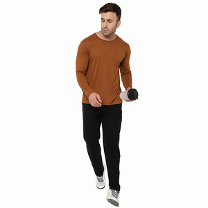 T-shirt à manches longues pour homme, col rond, logo personnalisé, qualité supérieure, vêtements décontractés, 100% coton - Product Image 5