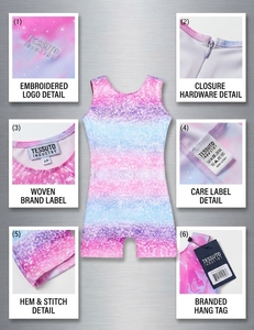 Ensemble justaucorps de gymnastique tie-dye pour filles, bretelles fines, en spandex et polyester, 2 pièces, pour la danse et le gymnastique - Product Image 6