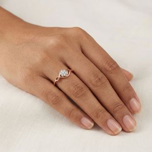 Anillo de diamante natural brillante de 0.07 quilates, corte brillante redondo, color HI, claridad VS SI, oro rosa, joyería fina, anillo de compromiso - Product Image 1