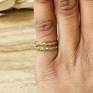 Unique Design Latest Brass Rings Boho Bamboo <b>Wrap</b> Band Tribal Material Jewelry Women 18k Gold Plated Nature Spiral Wholesale/OEM - Product Image 4