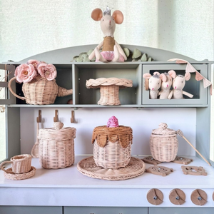 Handmade Rattan Cupcake Storage Box with Lid Decor Container for Kid <b>Play</b> Storage Organization Accessory Wholesale - Product Image 4