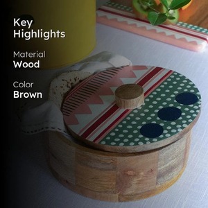Modern Style Eco-friendly Wooden Chapati Container Durable Handmade Roti Box Flip Top <b>Lid</b> Tortilla Warmer Basket Enamel Coated - Product Image 5