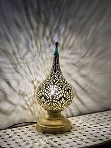 Moroccan <b>wall</b> lamp handmade brass metal filigree sconce light oriental gold <b>wall</b> lantern teardrop hollow design hallway - Product Image 2