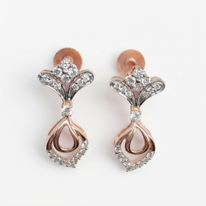 Women's Round Diamond Earrings | 9K Rose Gold | Lab Grown & Natural Diamond - Product Image 4