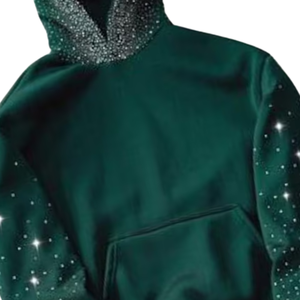 Sweat à capuche zippé pour homme, élégant et décontracté, respirant, 100% coton, rouge, orné de strass, coupe courte, idéal pour l'hiver - Product Image 6