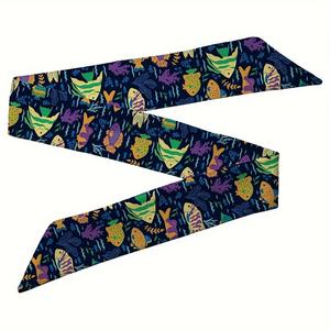 Écharpe fine en soie imprimée sur mesure, motif floral chat mignon, ruban pour poignée de sac, bandeau - Product Image 5