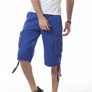 Shorts cargo respirants pour hommes grandes tailles, couleur unie, longueur Bermuda, style décontracté, poches, braguette zippée, taille mi-haute, tissu tissé 100% - Product Image 4