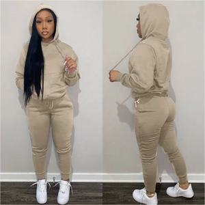 Ensemble de jogging décontracté 2 pièces pour femme en 100 % polyester, style streetwear, avec sweat-shirt à col rond – Vente en gros - Product Image 1