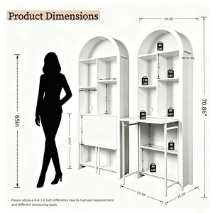 Folding Craft Desk with <b>Storage</b> Shelves Convertible Hideaway Bookshelf <b>PC</b> Desk - Product Image 6