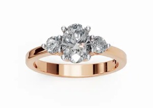 Bague en diamant ovale cultivé en laboratoire de la collection Trilogy, en or jaune, rose ou blanc 9kt, 14kt ou 18kt, 1,00 carat, trois pierres, bijoux durables - Product Image 6