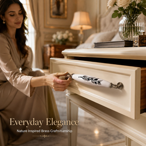 Luxury Olive Branch Ceramic Drawer Handle and Knob <b>Set</b> Decorative Cabinet Pull Premium quality Furniture Hardware for <b>Wardrobes</b> - Product Image 3