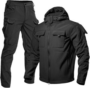 Veste et pantalon tactiques imperméables de sport de plein air en softshell de couleur verte, ensemble de chasse - Product Image 2