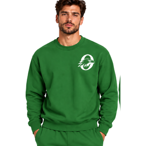 Kelly Green <b>Men</b> Sweatshirt Crew Neck <b>Long</b> <b>Sleeve</b> Pullover Casual Fleece <b>Top</b> Custom Logo Streetwear Winter Sportswear Wholesale - Product Image 1