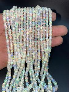 Flashy éthiopien opale lisse Rondelle perle 4-6mm 16 pouces pierre précieuse naturelle pour la fabrication de bijoux - Product Image 2